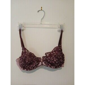 womens Victorias Secret Angels Balconette Bra Size 34B Purple Lace Underwire